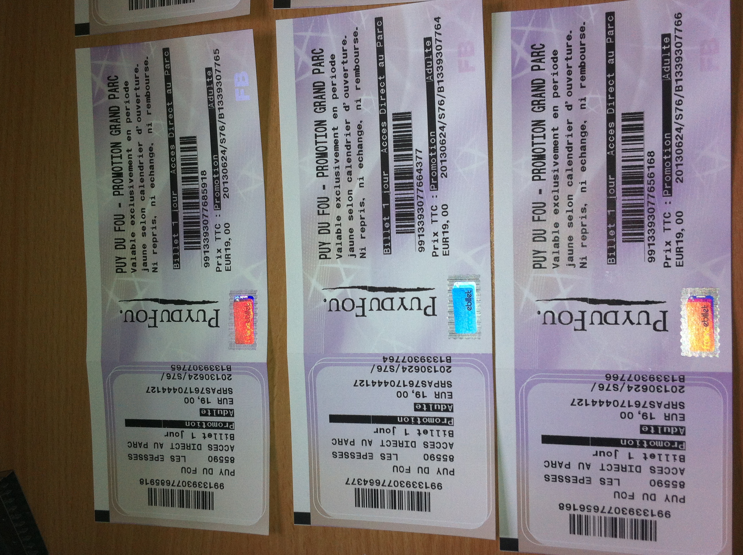 6 places pour le puy du fou