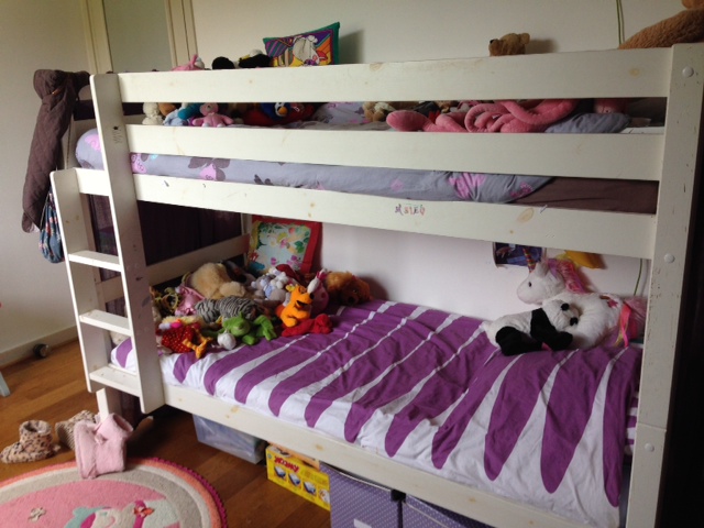 Lit superposé en pin 90 x 190 cm, lasuré Blanc