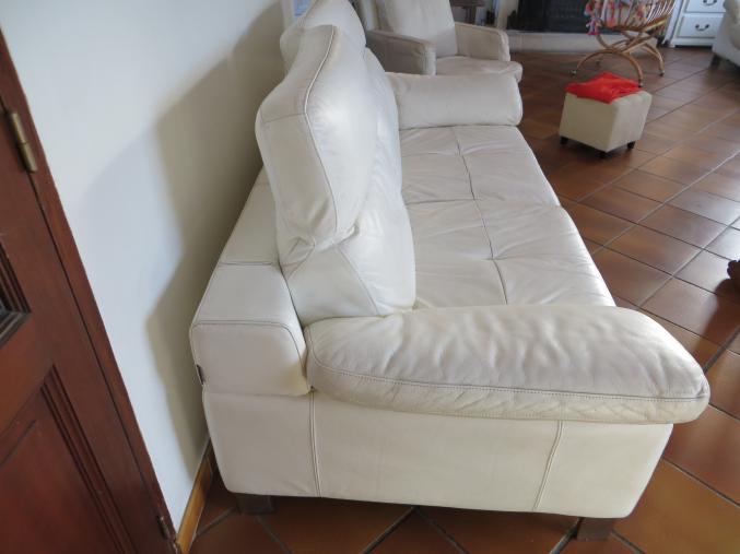 Canapé cuir center blanc