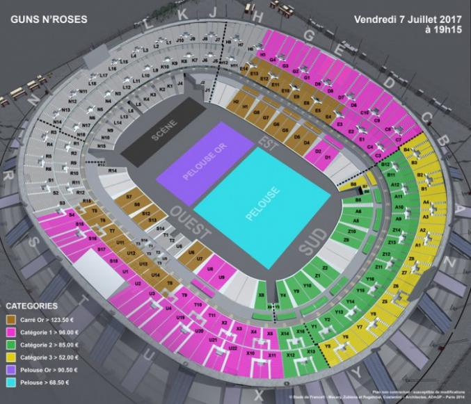 Guns N Roses - 2 PELOUSE OR - Stade de France