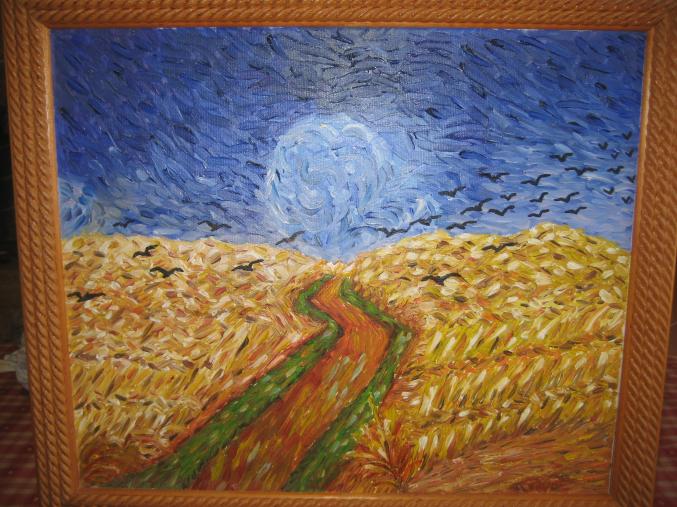 Huile sur toile champ de blé