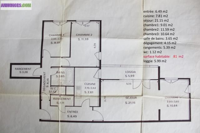 Appartement 4 pièces à noisy le grand 81 m2