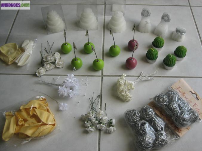 MARIAGE lot de mariage (bougies, ballons, attache..)