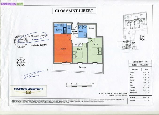 Appartement T3 Tours Nord