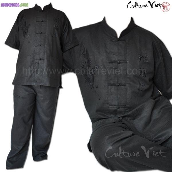 Pyjama homme noir en soie sauvage