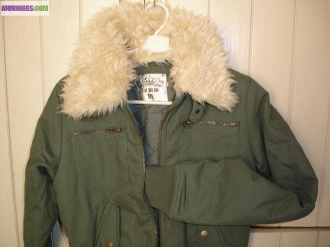 Blouson Kaki molletonné Col Fourrure Taille S