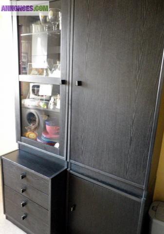 Meubles noirs + vitrine = 5 pièces
