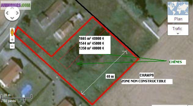 Terrain constructible entre 770 et 1665 m²