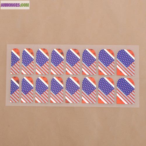 SET DE MANUCURE DESIGN - STICKERS DRAPEAU USA