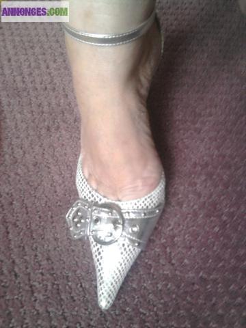 Escarpin gris argenté neuf 37/38