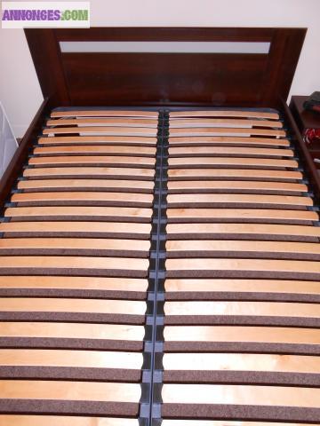 Lit EVO 140x190 noyer avec matelas et sommier