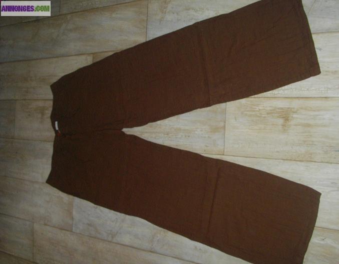 Pantalon marron, taille 40, 100% coton