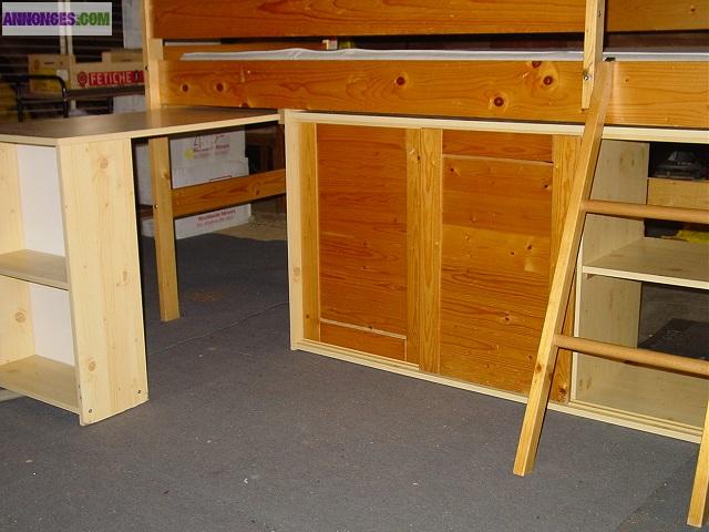 Lit mezzanine enfant en pin