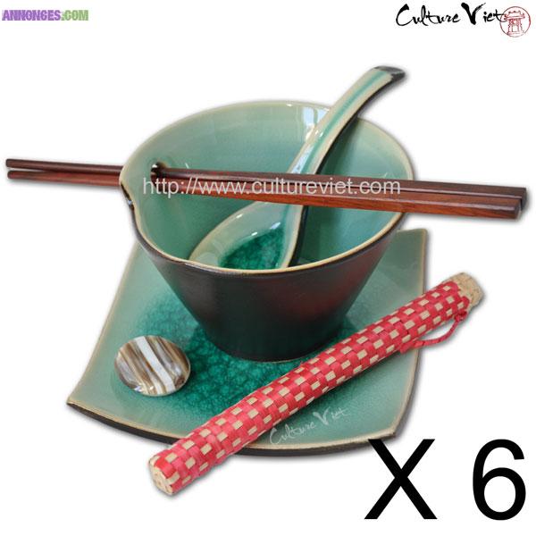 Pack 6 sets asiatique en céramique du Vietnam