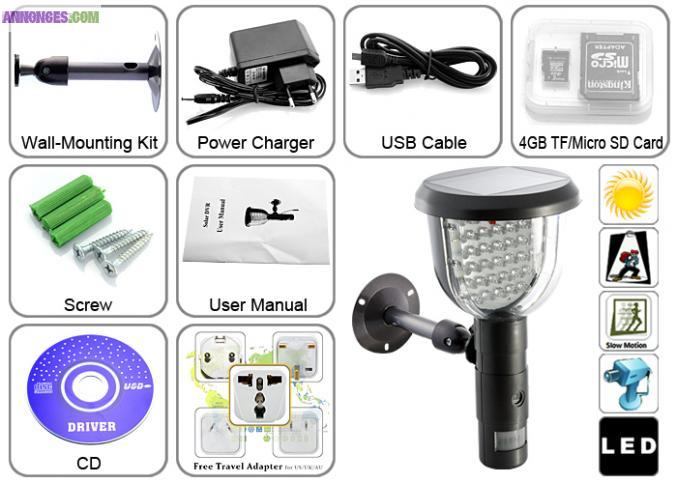 Lampe solaire avec caméra de sécurité