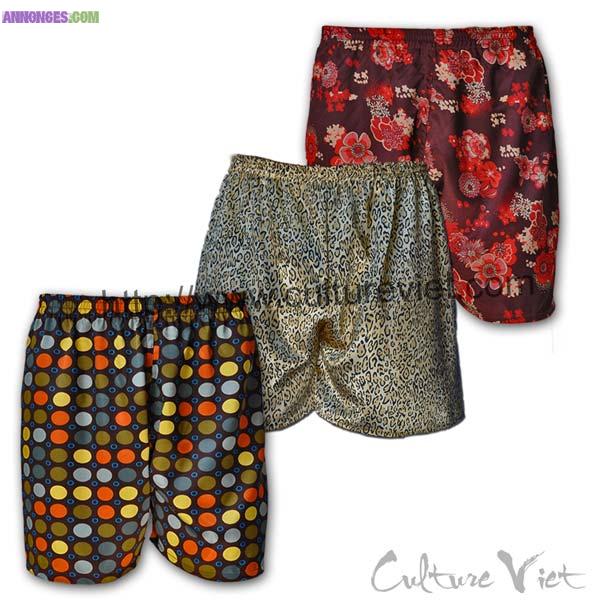 Pack 3 caleçons homme en satin de soie