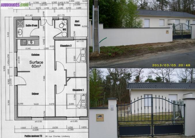 LOCTION MAISON T3 SUR BLANQUEFORT 33290