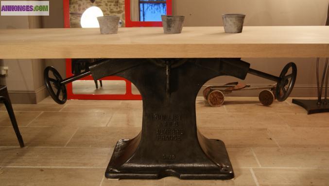 Table metal bois industriel