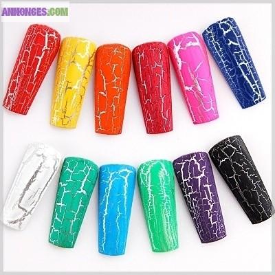 SET MANUCURE DESIGN - VERNIS ORANGE CRAQUELE POUR ONGLE