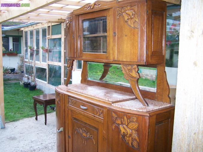 BUFFET ANCIEN 2 CORPS avec MARBRE