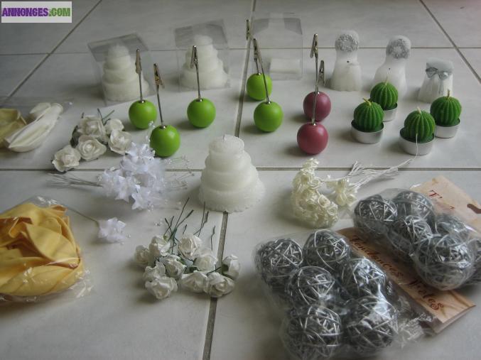 MARIAGE lot de mariage (bougies, ballons, attache..)