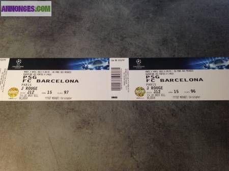 2 places pour le match PSG - FC Barcelone du 2 avril 2013, tribune H Rouge