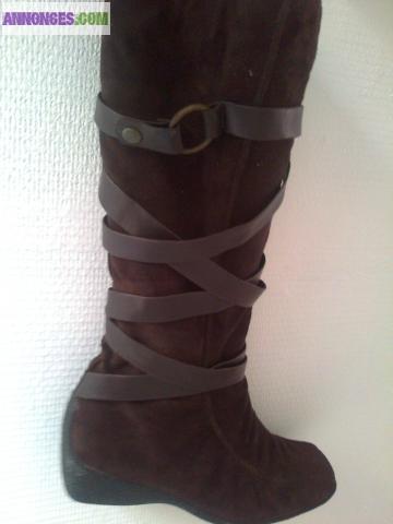 Bottes marron velour