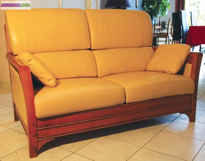 Canapé cuir avec un fauteuil