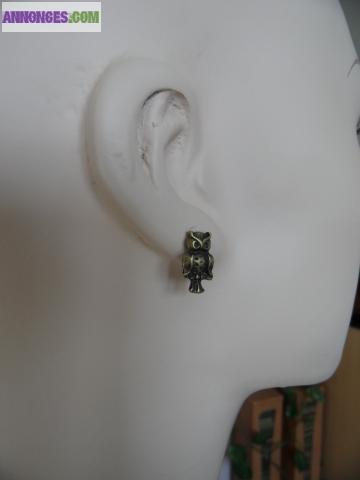 Chouettes boucles d’Oreilles hibou couleur Bronze
