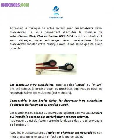 Écouteurs intra-auriculaires