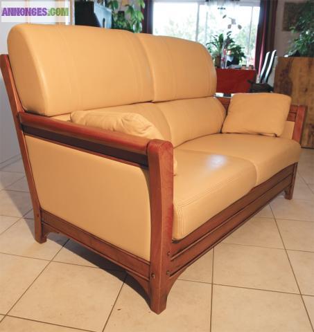 Canapé cuir avec un fauteuil