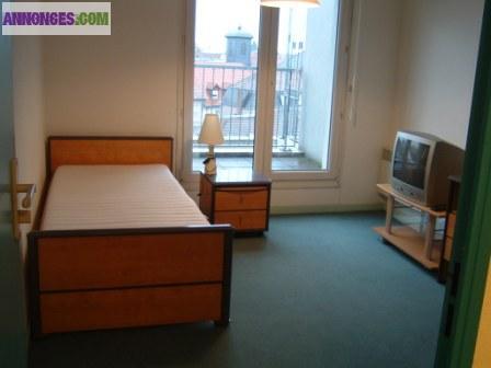 Loue à Mulhouse, T1 meublé de 20m2 plus 4m2 de terrasse