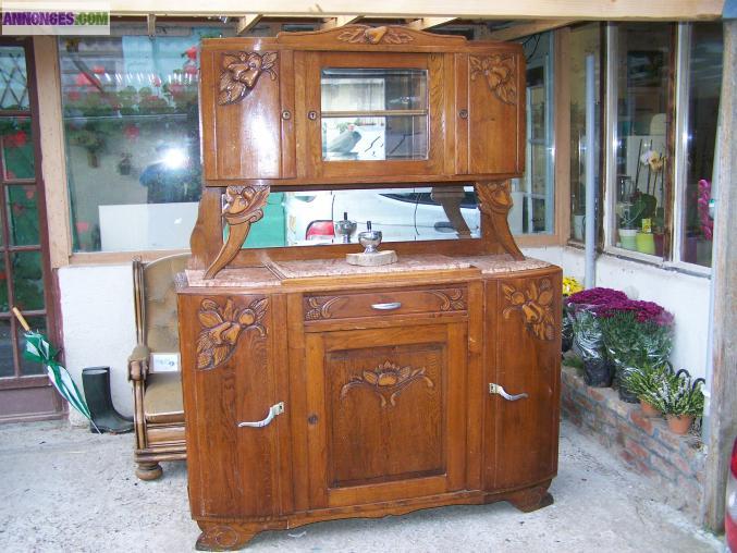 BUFFET ANCIEN 2 CORPS avec MARBRE