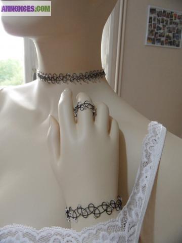 1 parure de 3 bijoux tatoo avec mini perles
