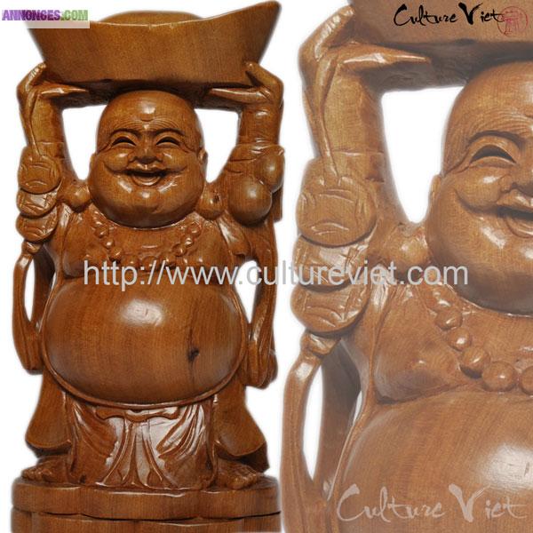 Statue Bouddha Rieur en bois exotique BDR0267
