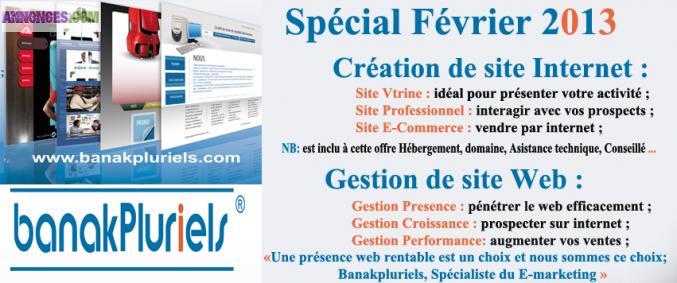 Offres spéciales Février 2013, Création, refonte, et gestion optimisé de votre site internet. Renouveler votre identité Web .