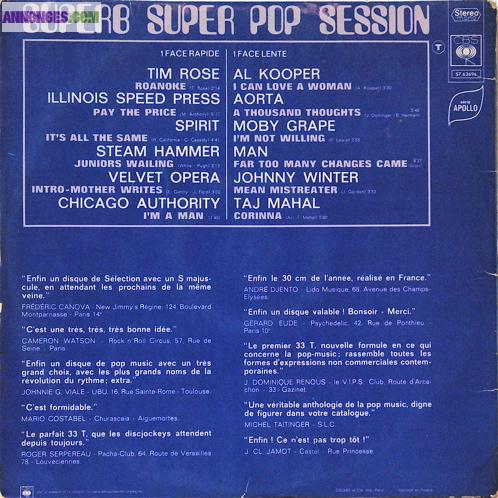 DISQUE VINYLE 33T SUPERB SUPER POP SESSION