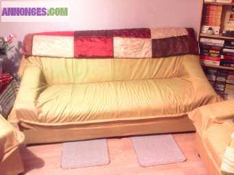 Vends ensemblr canapé 3 places + 2 fauteuils