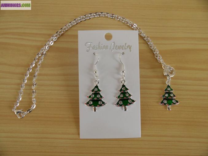 Parure Sapin de Noël Boucles Collier maille forçat