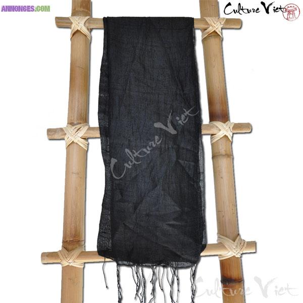Echarpe en soie du Vietnam Noire