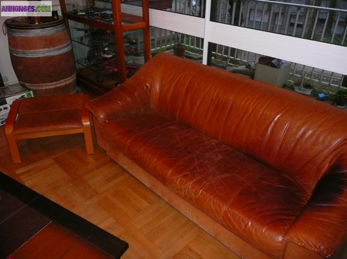 Fauteuil en CUIR de BUFFLE marron