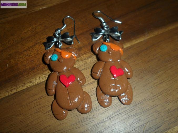 Boucles d'oreille ourson