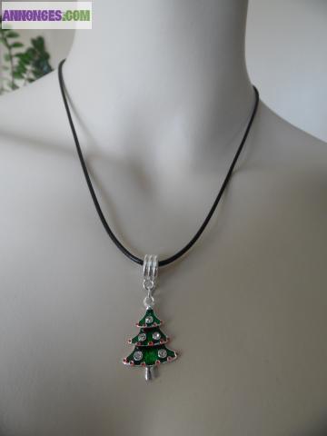Parure Sapin de Noël Boucles + Collier Coton Ciré