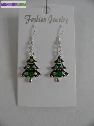 Boucles d’oreilles arbre sapin de noël neuves
