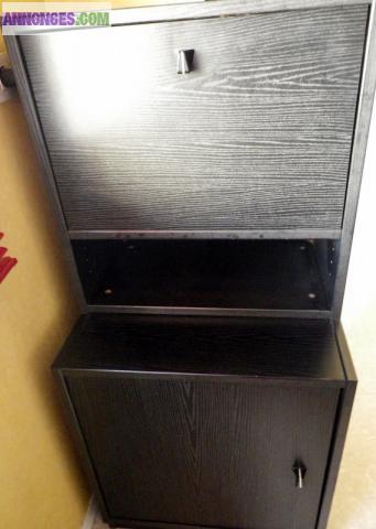 Meubles noirs + vitrine = 5 pièces