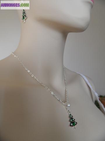 Parure Sapin de Noël Boucles Collier maille forçat
