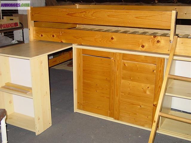 Lit mezzanine enfant en pin