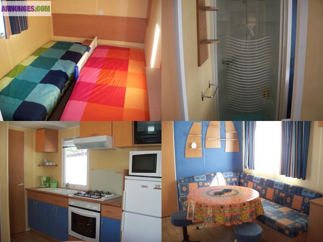 Mobilhome recent aux sables d'or bordure de plage