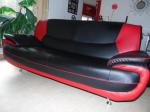 Moderne canapé 3 places noir et rouge - Miniature