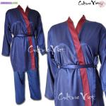 Pyjama femme en satin de soie bleu violet - Miniature